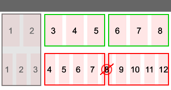 Comparison grid 8 and grid 12 with a left menu and dividing the content area in half (only possible in grid 8)